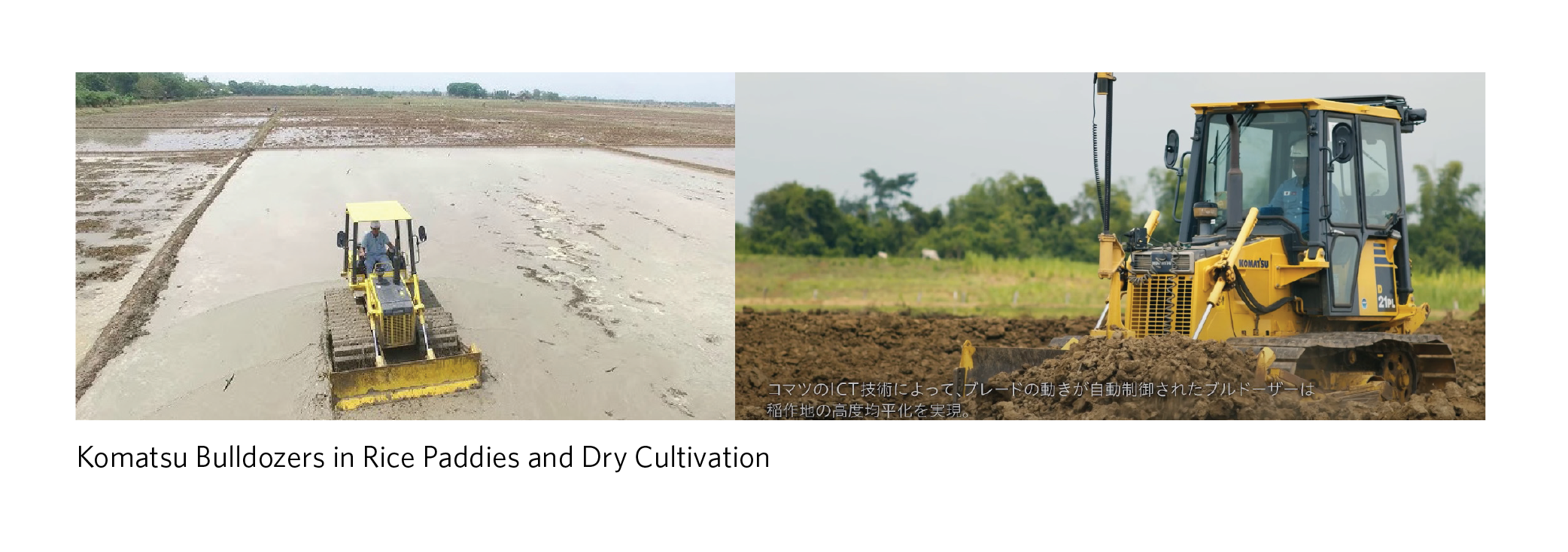 Komatsu Bulldozers in Rice Paddies and Dry Cultivation